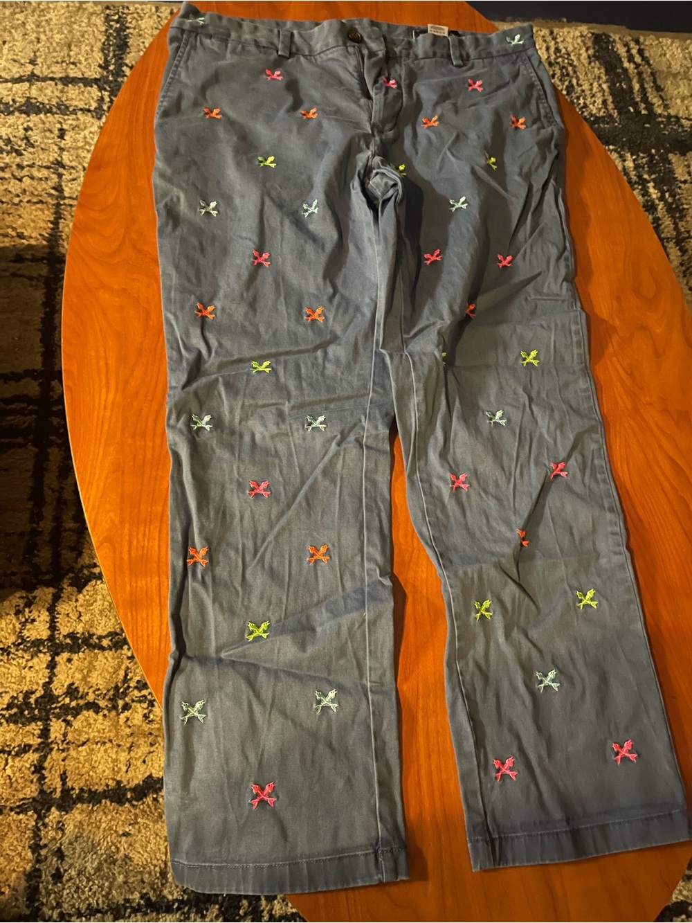 Vineyard Vines Gray Chinos with Multicolor Embroidery